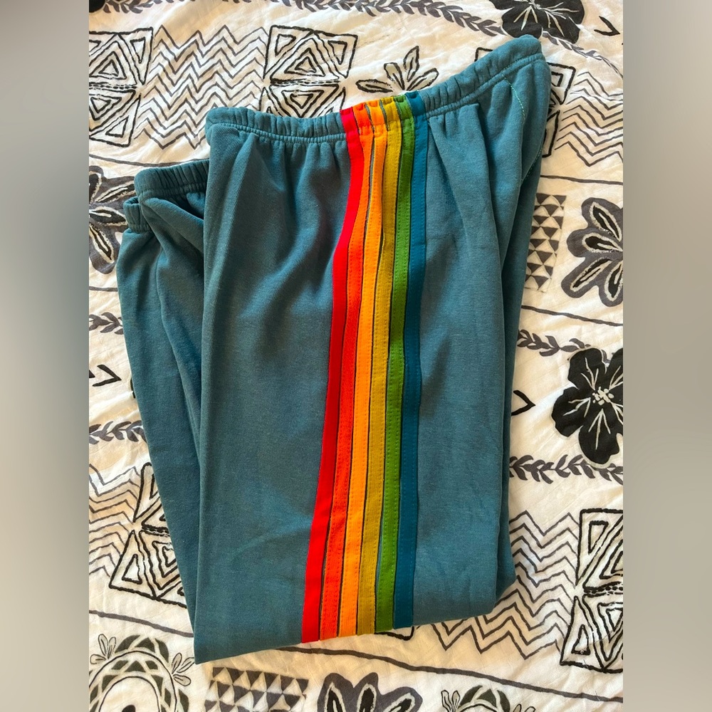 Aviator Nation sweatpants - rainbow stripes - size large NWT